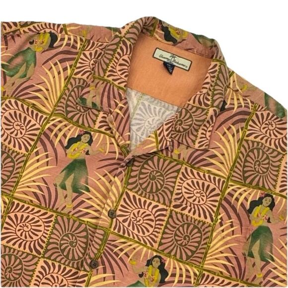 Tommy Bahama 100% Silk Hawaiian Shirt Hula Girl Print Size XXL Aloha Camp - Picture 1 of 8